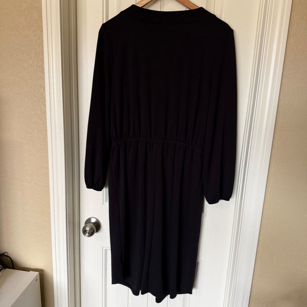 Old‎ Navy Button Front Midi Dress Womens Medium Black Excellent Drawstring Waist - Picture 5 of 7